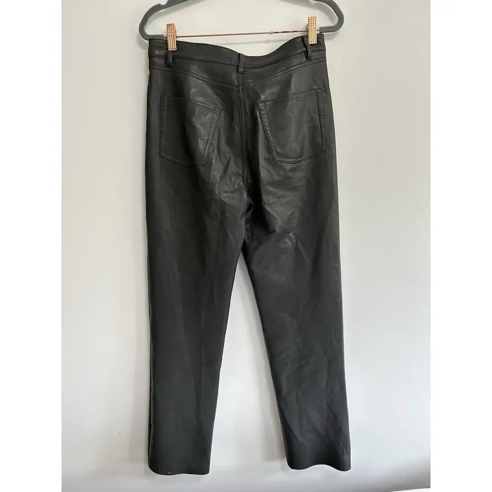 Wilfred Aritzia Gray Faux Leather Pants Size‎ 4 Dressy Straight